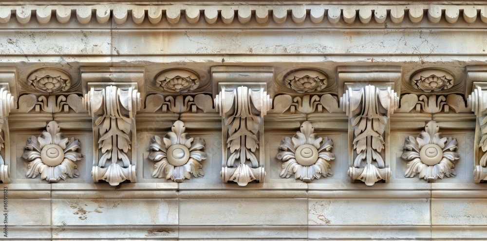 Fototapeta premium Ornate Stone Carving Detail - Architectural Photo