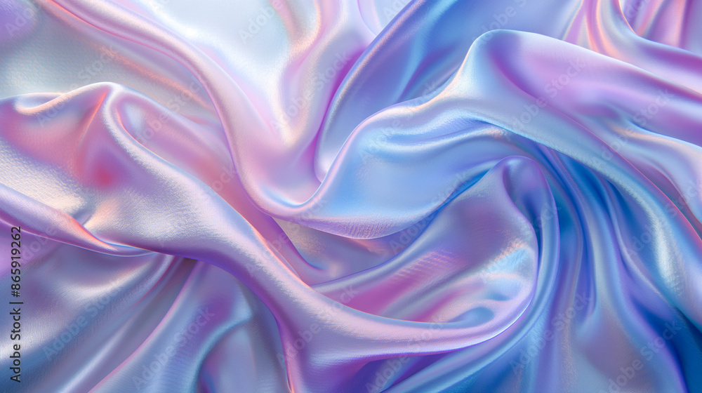 Obraz premium Smooth and flowing iridescent fabric with pastel colors.