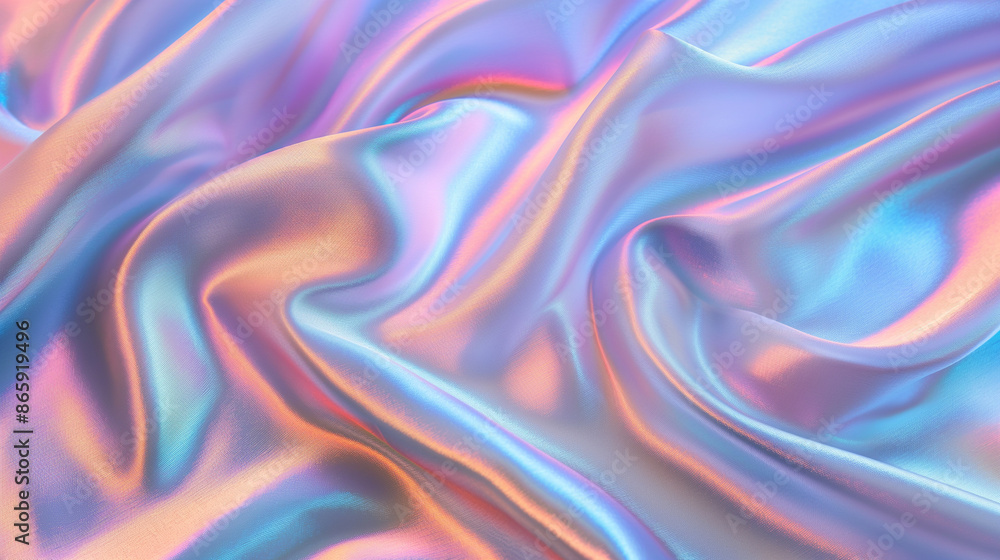 Obraz premium Smooth and flowing iridescent fabric with pastel colors.
