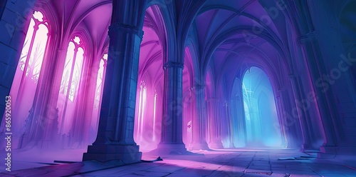 Purple and Blue Hallway Ill...