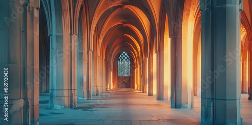 Arched Hallway with Stained...