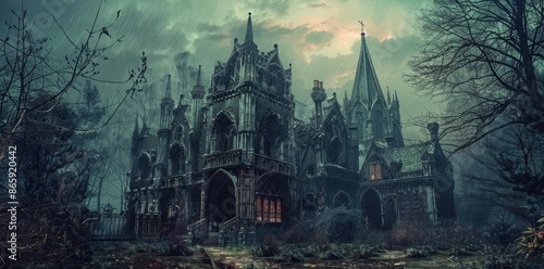 Gothic Mansion in the Rain ...