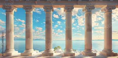 Sea View Through Columns Il...