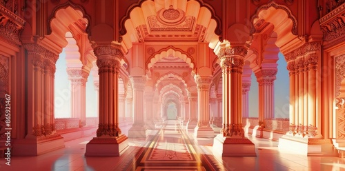 Pink Palace Hallway Illustration photo