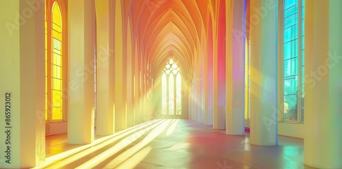 Sunbeams Through Columns in...