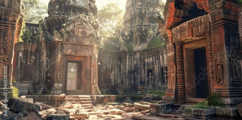 Ancient Temple Ruins with S...