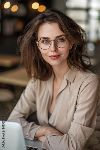 Woman with glasses using laptop Free Download Woman with glasses using laptop - GFXLoad