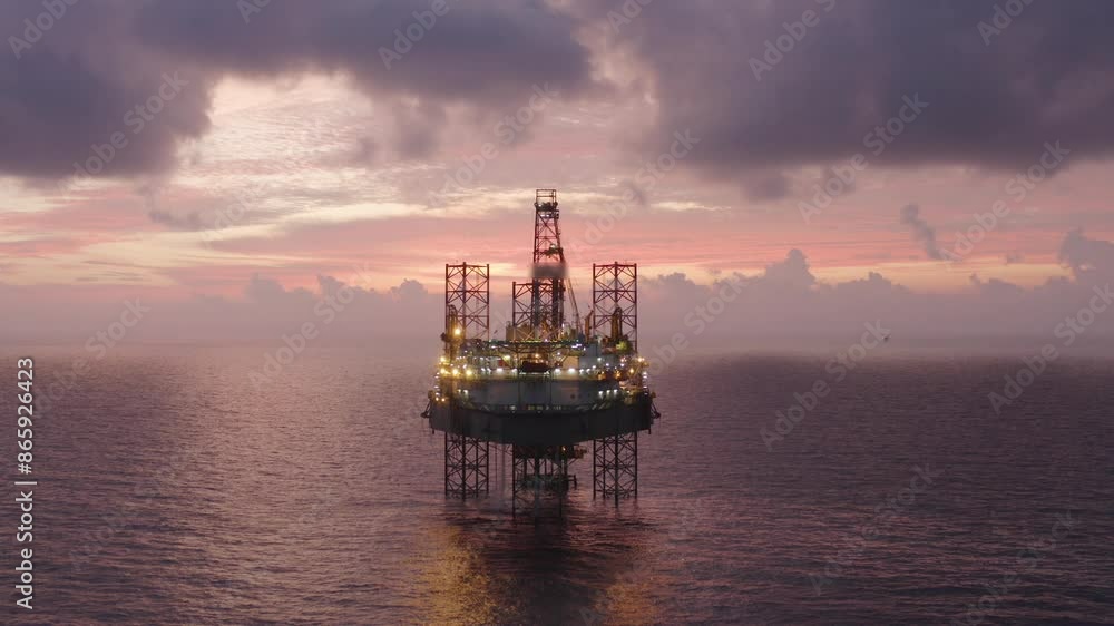 Aerial view of an offshore jack up drilling rig during sunset - oil and gas upstream industry
Aerial view of an offshore jack up drilling rig during sunset - oil and gas upstream industry