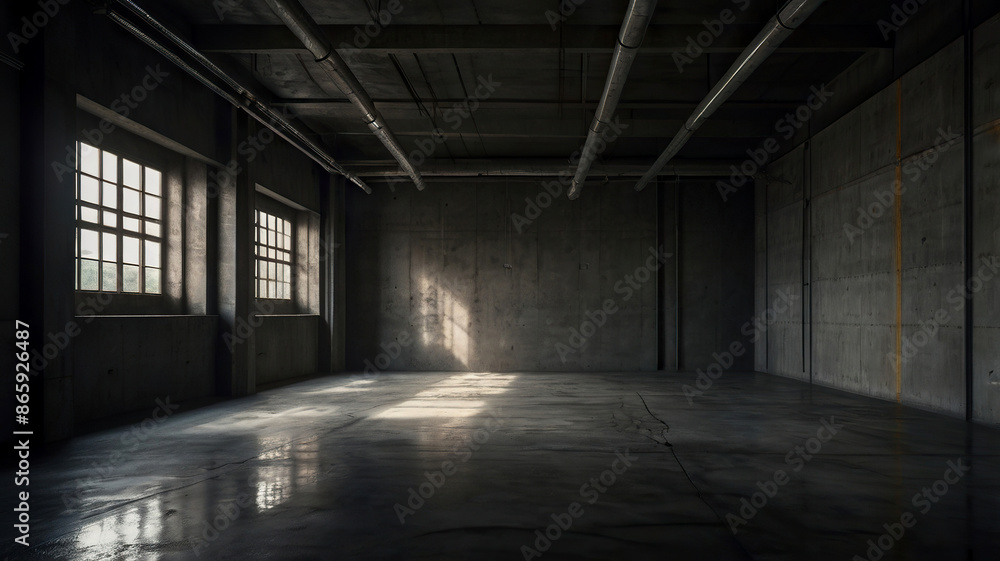 Empty cement texture wall background, Old factory with dark and empty room Empty cement texture wall background, Old factory with dark and empty room
