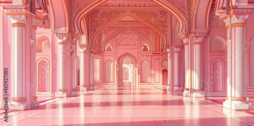 Pink Palace Hallway - 3D Il...