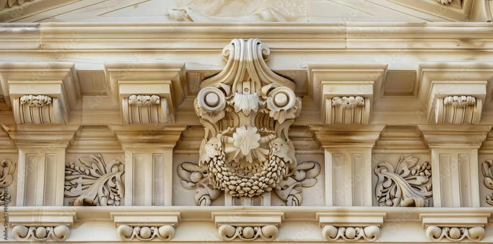 Fototapeta premium Ornate Stone Carving Detail on Building Facade