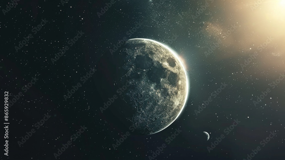 Naklejka premium Earth and Moon from Space View