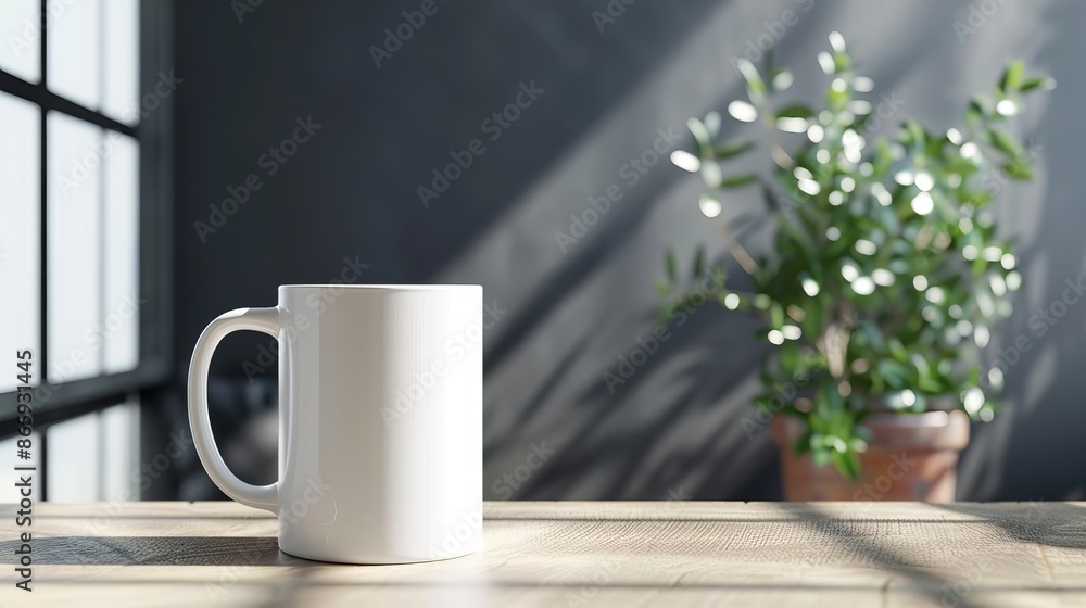 Captured in a close-up shot, a blank coffee mug mock-up stands ready for customization. Captured in a close-up shot, a blank coffee mug mock-up stands ready for customization.