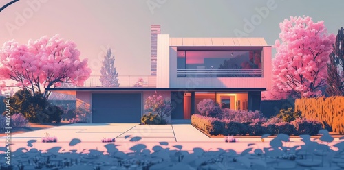 Modern House Illustration w...