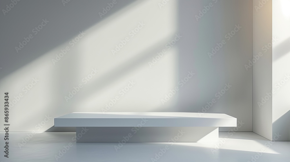 In a minimalist studio setting, an abstract empty corner table stands out under a soft spotlight. In a minimalist studio setting, an abstract empty corner table stands out under a soft spotlight.