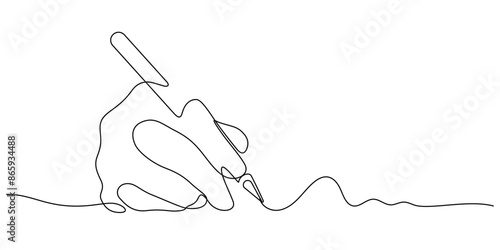 hand writing with digital pen minimalism continuous one line