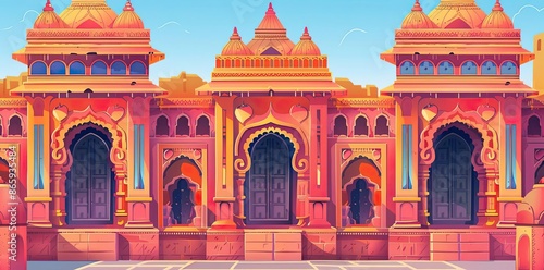 Vibrant Indian Palace Illus...