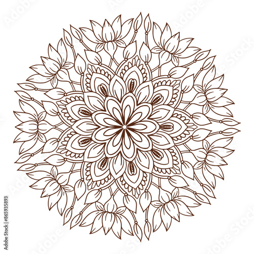 Elegant floral mandala on white background