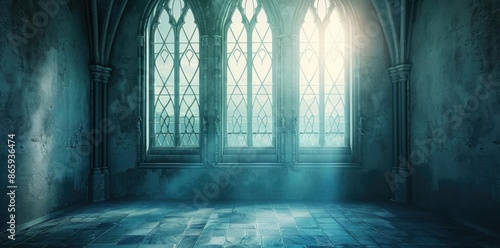 Gothic Window with Light Ra...