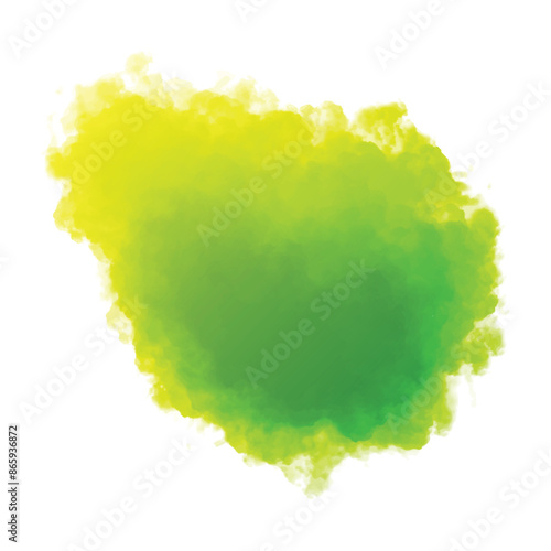 Abstract watercolor hand paint green splash on white background