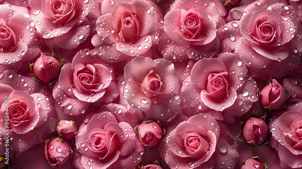 Pink roses floating or appearing to float with droplets of water, creating the illusion of levitation Pink roses floating or appearing to float with droplets of water, creating the illusion of levitation