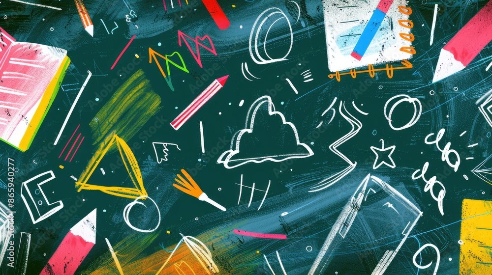 Vibrant Educational Abstract Textures with Notebooks, Crayons, and Chalk | Colorful School Patterns for Creativity Vibrant Educational Abstract Textures with Notebooks, Crayons, and Chalk | Colorful School Patterns for Creativity