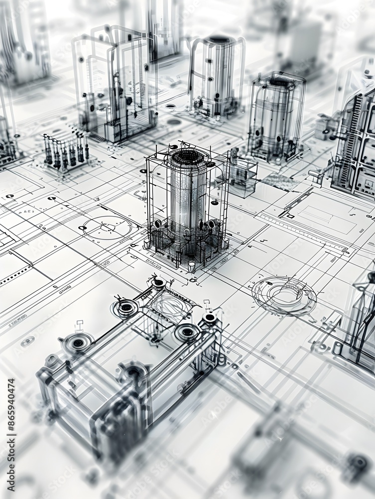 Obraz premium Detailed Blueprint of Structural Battery Components