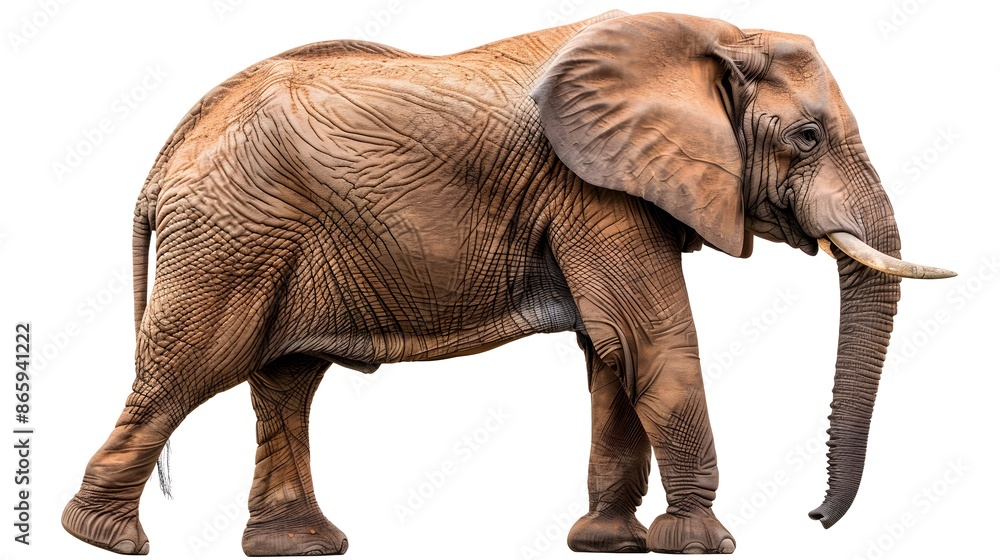 Fototapeta premium African elephant - Loxodonta africana female. Animals isolated on white background.
