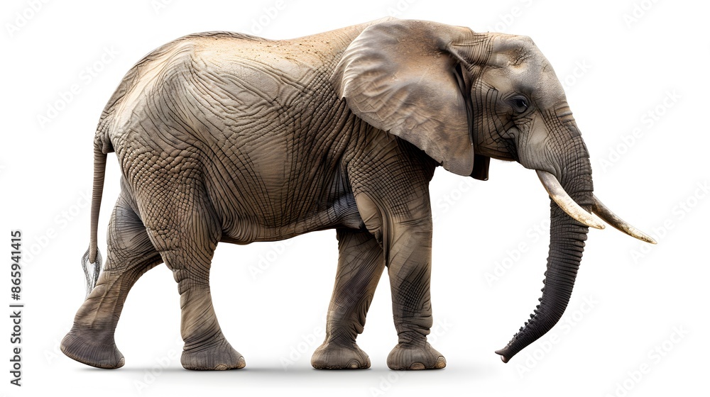 African elephant - Loxodonta africana female. Animals isolated on white background. African elephant - Loxodonta africana female. Animals isolated on white background.