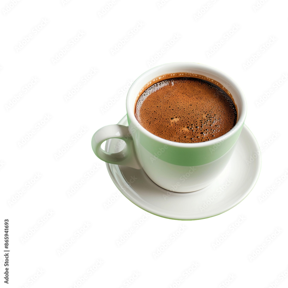 Fototapeta premium A Cup of Freshly Brewed Coffee on a White Saucer