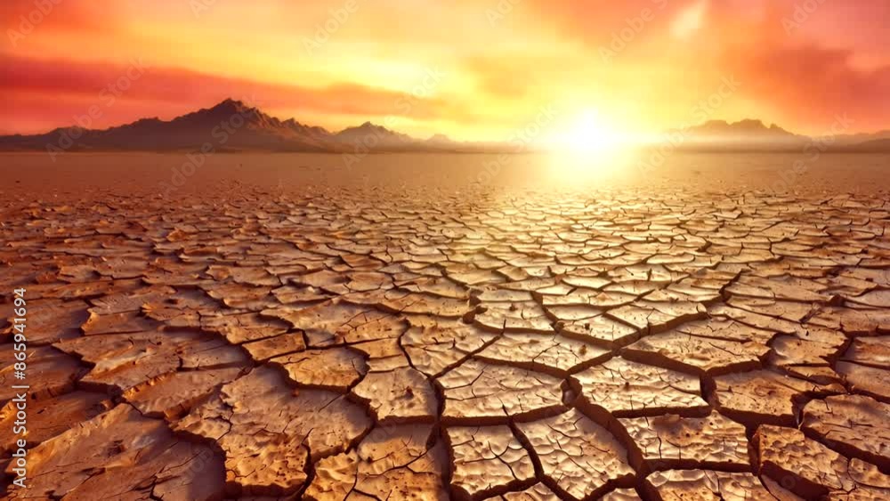 view of dry cracked land at sunset view of dry cracked land at sunset