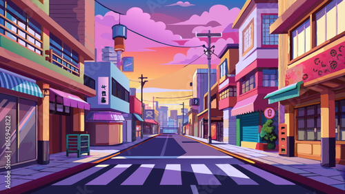 Tokyo streets, anime style, illustration, background