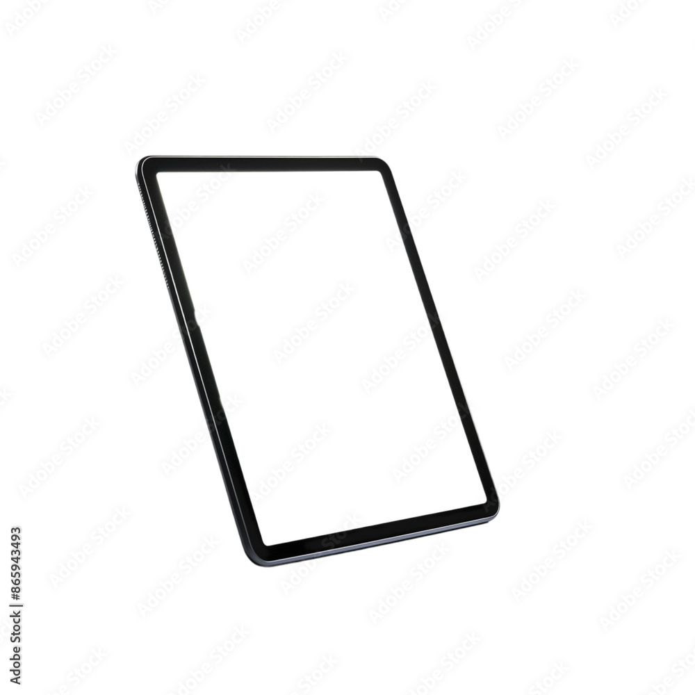 Black Tablet Computer With Blank White Screen in Diagonal Position