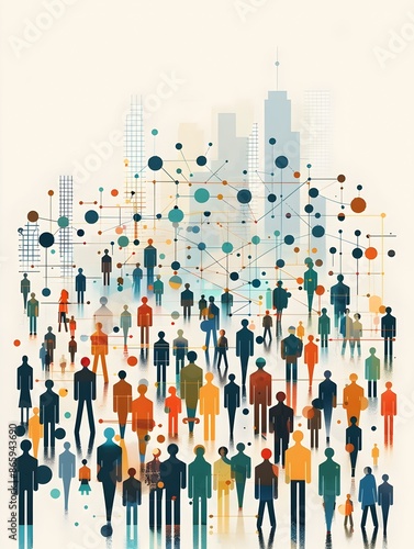 Interconnected Shapes in Dynamic Geometric Urban Landscape   Minimalist Abstract Conceptual Art
