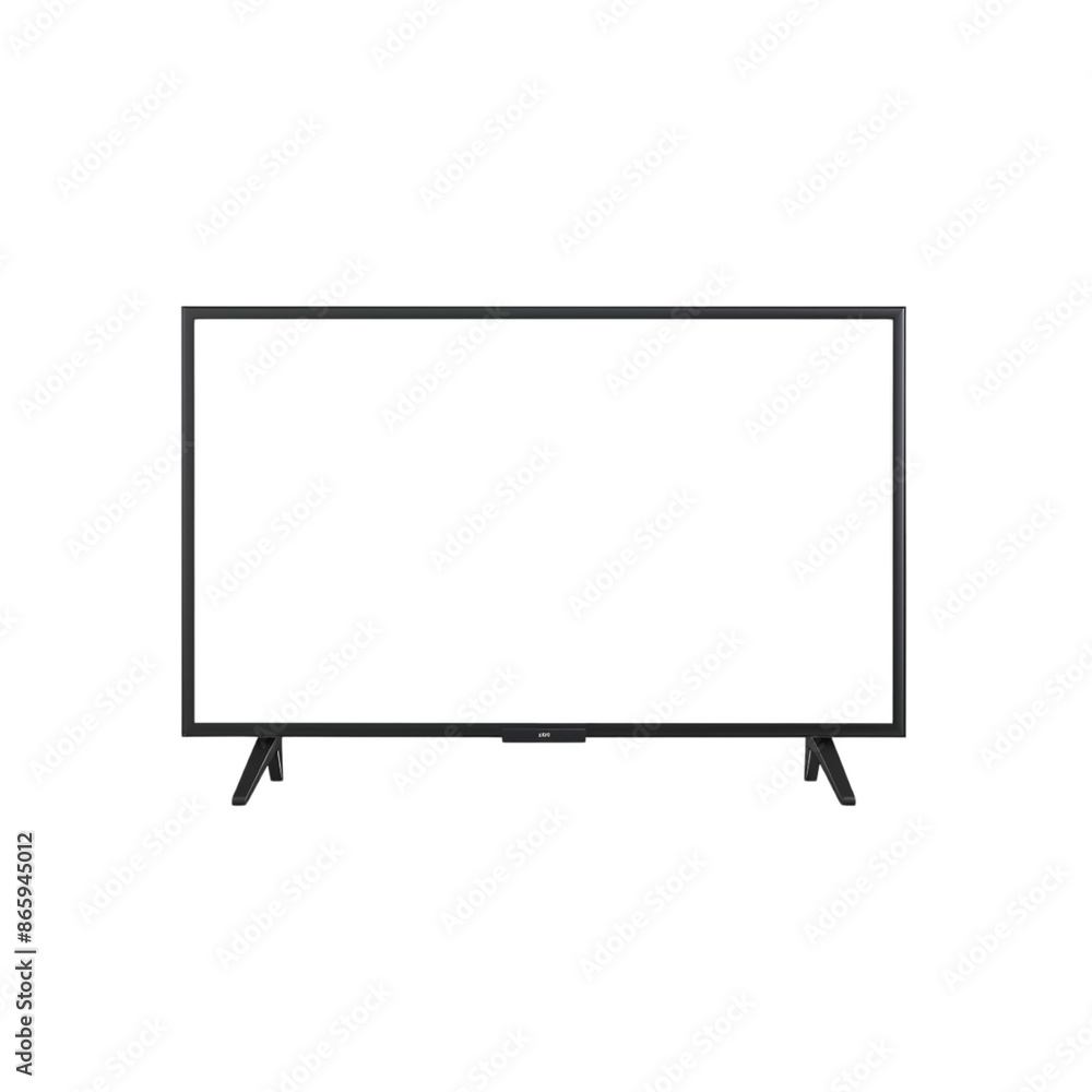 Black Flat Screen Television With Stand on White Background Black Flat Screen Television With Stand on White Background