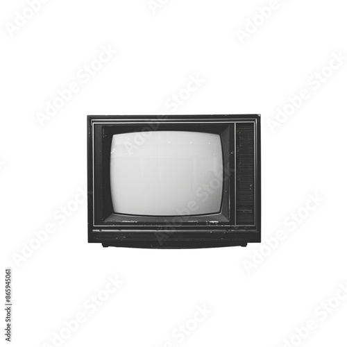 Vintage Black And White Television Set Isolated on White Background