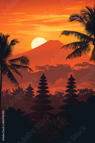 Palm Trees Mountain Sunset
