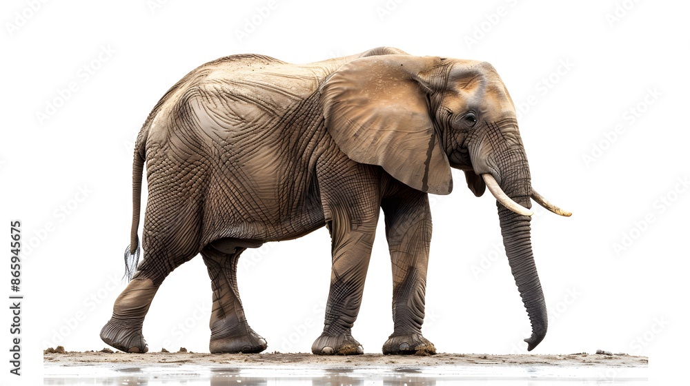 Fototapeta premium African elephant - Loxodonta africana female. Animals isolated on white background.