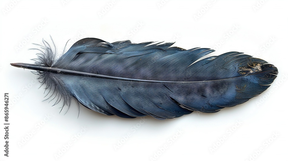 a blue bird feather against a white backdrop with accompanying clippings a blue bird feather against a white backdrop with accompanying clippings