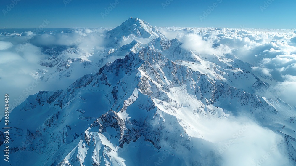 Stunning aerial perspective of Mount Elbrus, the highest peak in Europe Stunning aerial perspective of Mount Elbrus, the highest peak in Europe