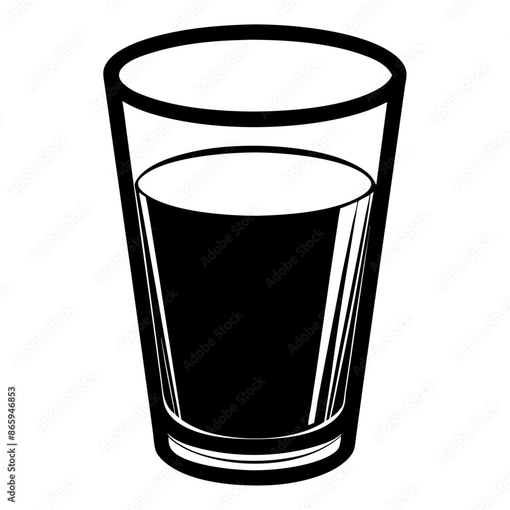 water glass outline coloring book page line art illustration digital drawing