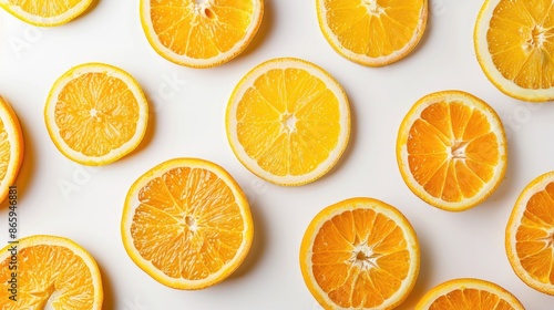 Isolated juicy orange slices on white background