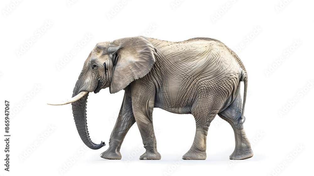Fototapeta premium African elephant - Loxodonta africana female. Animals isolated on white background.