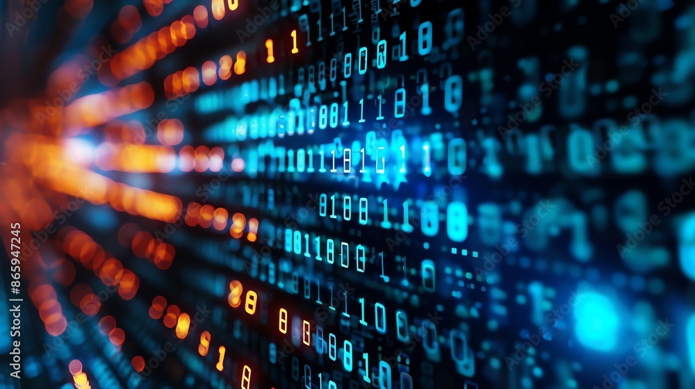 Abstract digital data background with binary code highlights the concept of technology, cyberspace, and information processing. Abstract digital data background with binary code highlights the concept of technology, cyberspace, and information processing.