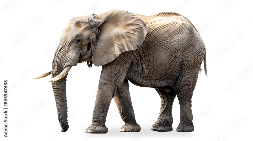 Fototapeta premium African elephant - Loxodonta africana female. Animals isolated on white background.