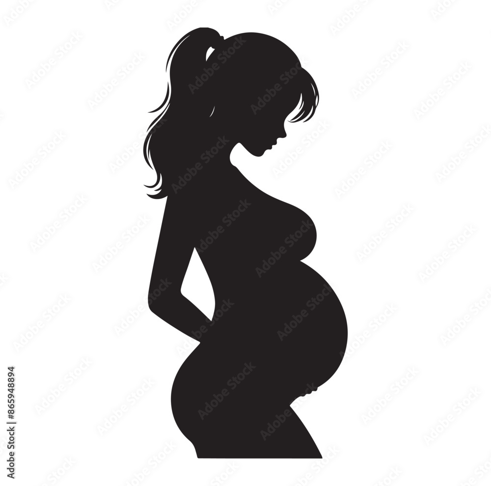 pregnant women silhouettes, side view. Vector illustration isolated on white background. pregnant women silhouettes, side view. Vector illustration isolated on white background.