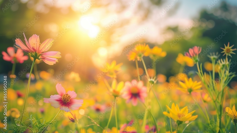 coreopsis flowers close up, Afternoon time, whimsical and Idyllic nature. vibrant with high resolution photography, copy space for text banner background coreopsis flowers close up, Afternoon time, whimsical and Idyllic nature. vibrant with high resolution photography, copy space for text banner background