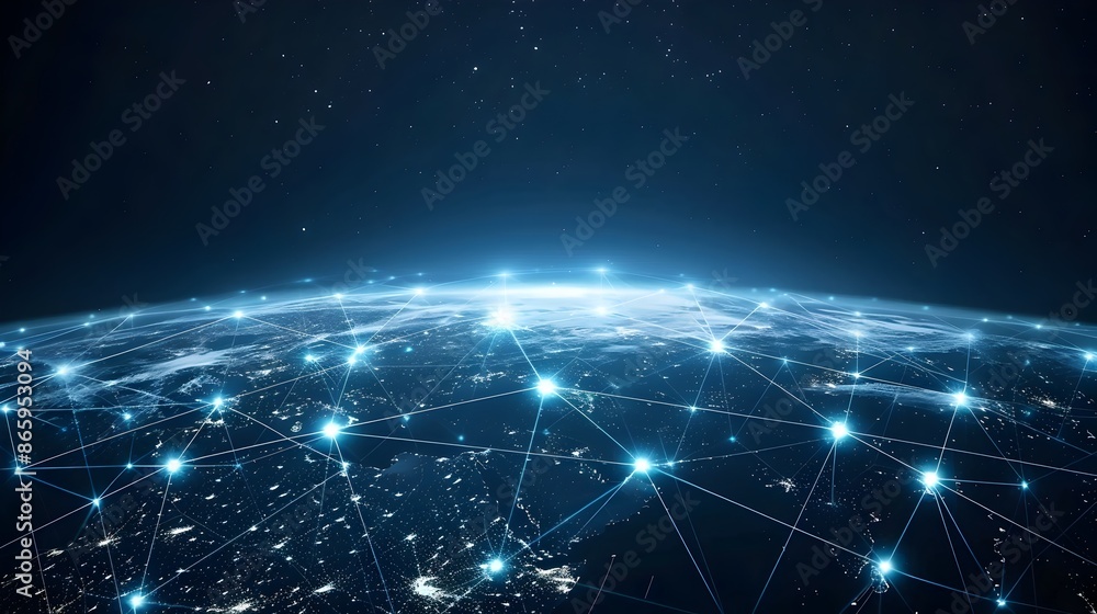 Global Digital Network Connection with Clear Background Global Digital Network Connection with Clear Background