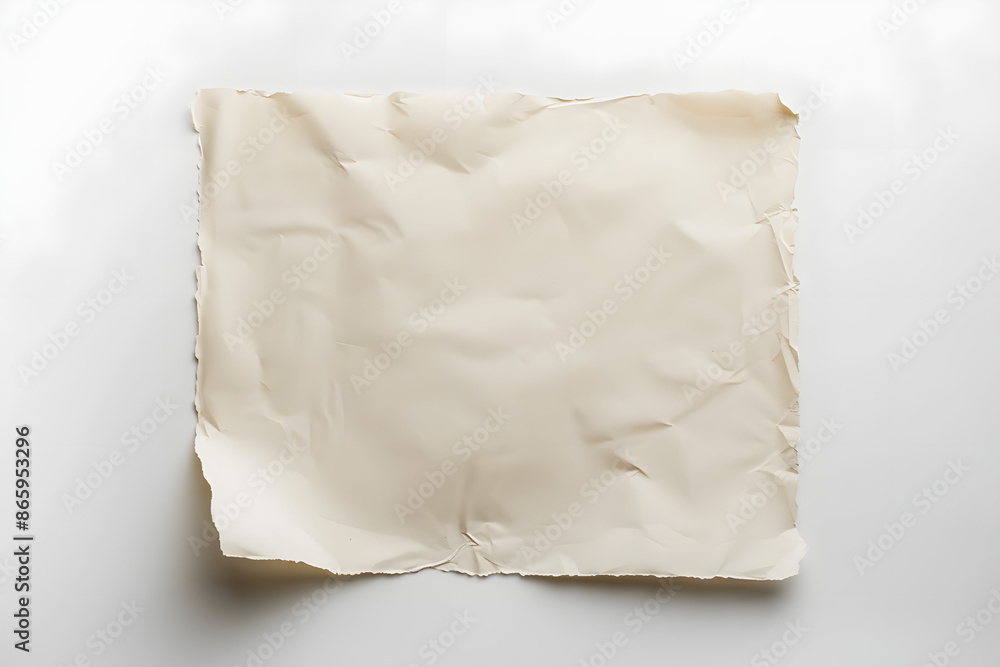 Obraz premium A white background with a piece of paper that is torn and crumpled
