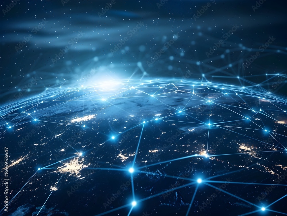 Glowing Global Network Connections Spanning the Digital Universe Glowing Global Network Connections Spanning the Digital Universe
